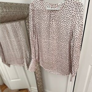 Mango Pink Blouse with Mandarin Collar and Long Sleeves